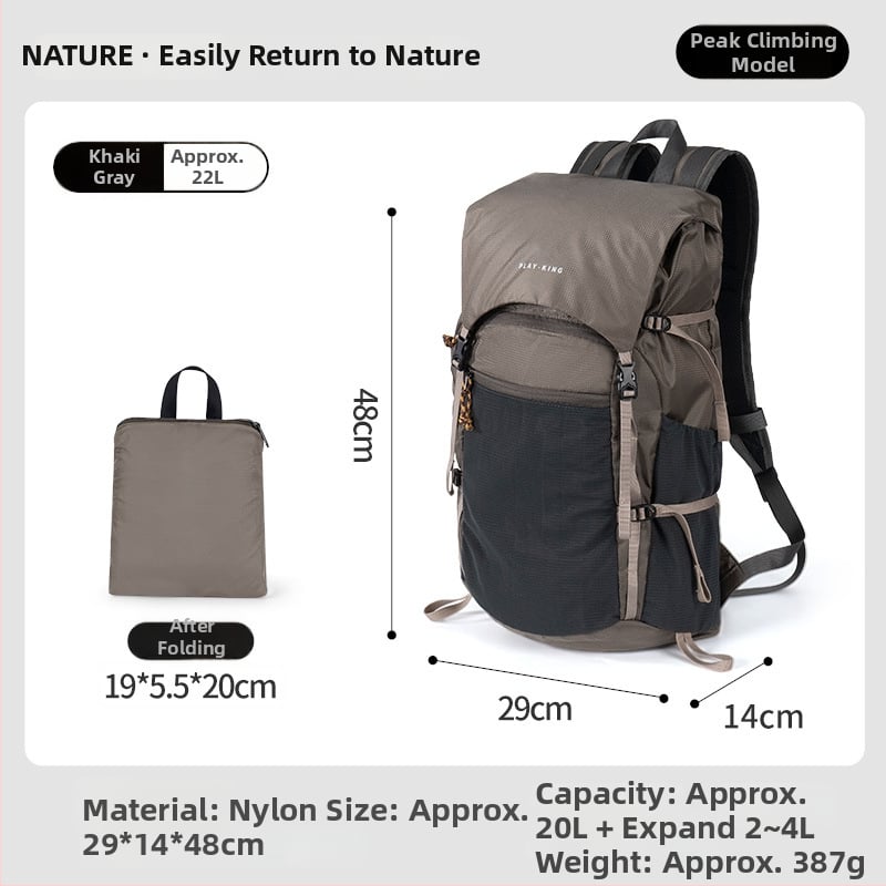 Túra hátizsák – ultrakönnyű, vízálló, összecsukható, bővíthető, uniszex (anyag: nylon; funkciók: ultrakönnyű kialakítás; bővítés; tárolható)