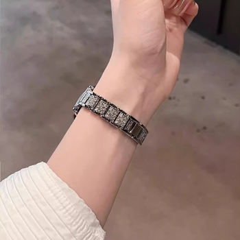 Metallist kellarihm kolme pärli ja täis teemantidega Apple Watch, Huawei, Xiaomi 8/9 Pro, Redmi jaoks; 50 g; klõpsuga lukustus; Zhisheng