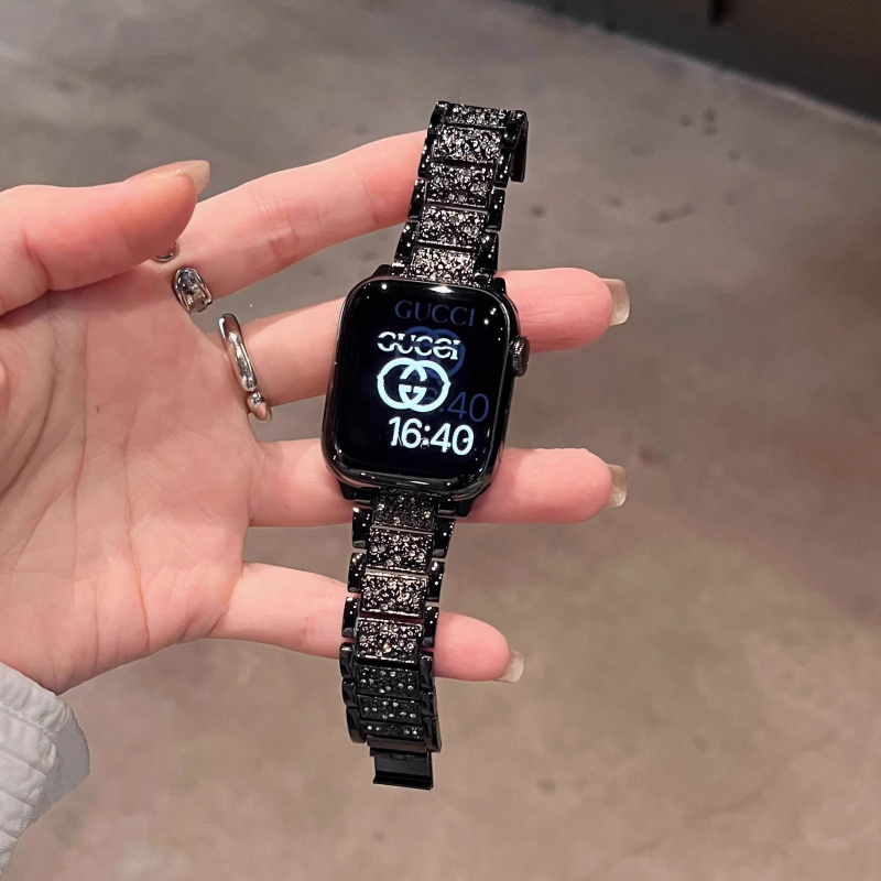 Metallist kellarihm kolme pärli ja täis teemantidega Apple Watch, Huawei, Xiaomi 8/9 Pro, Redmi jaoks; 50 g; klõpsuga lukustus; Zhisheng