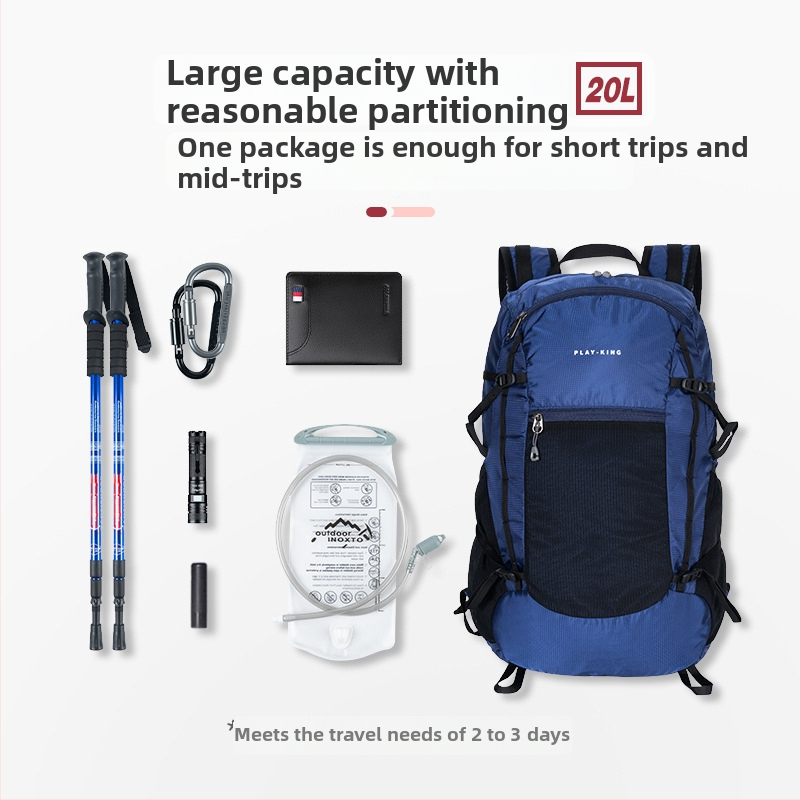 Unisex ultralahký turistický batoh, skladací, vodeodolný, s veľkým objemom, z nylónu