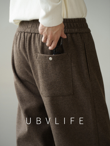 Muške hlače s ravnim krojem od vunene smjese, jednostavan za održavanje, zatvaranje vezicom, srednji pojas, zimska 2025