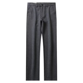 Pantaloni bărbați business casual, croială dreaptă, talie medie, țesătură elastă, finisaj periat, fermoar