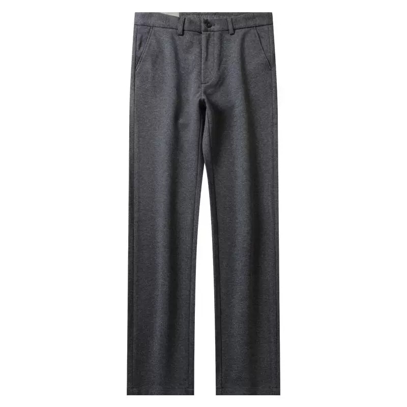 Pantaloni bărbați business casual, croială dreaptă, talie medie, țesătură elastă, finisaj periat, fermoar