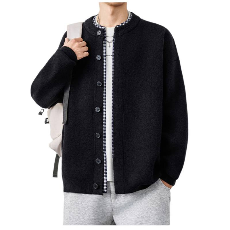 Cardigan-pulover jachetă pentru bărbați: guler în V, mâneci lungi, croială lejeră, amestec acrilic, 96% acrilic, anti-static