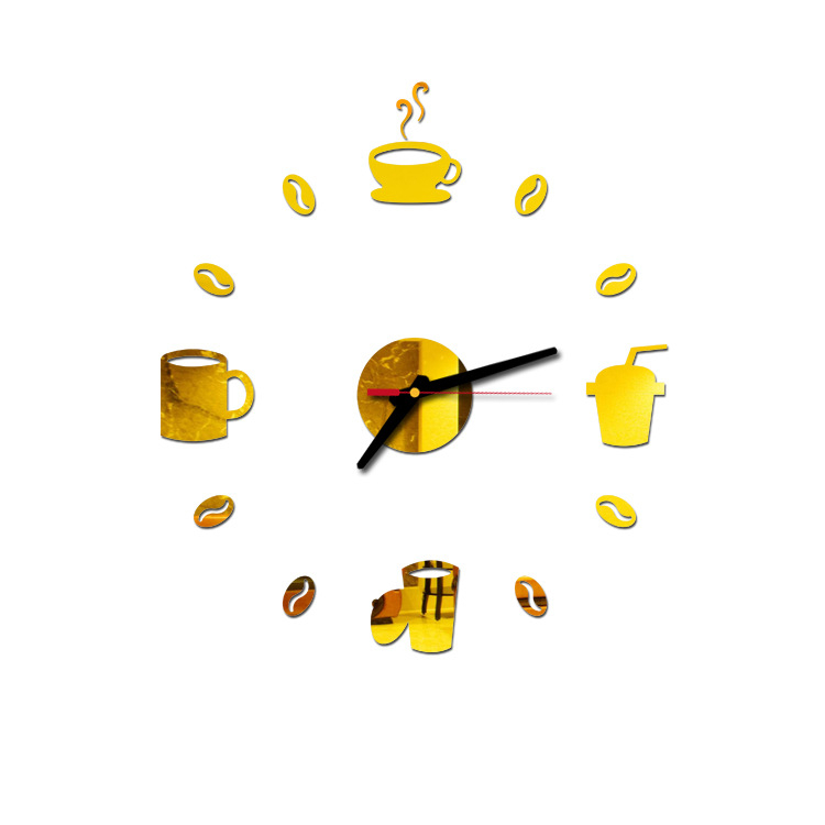 Európai stílusú csendes óra nappaliba és hálószobába, fúrás nélkül, egyszerű kávéóra, kreatív 3D fali matricaóra otthoni használatra