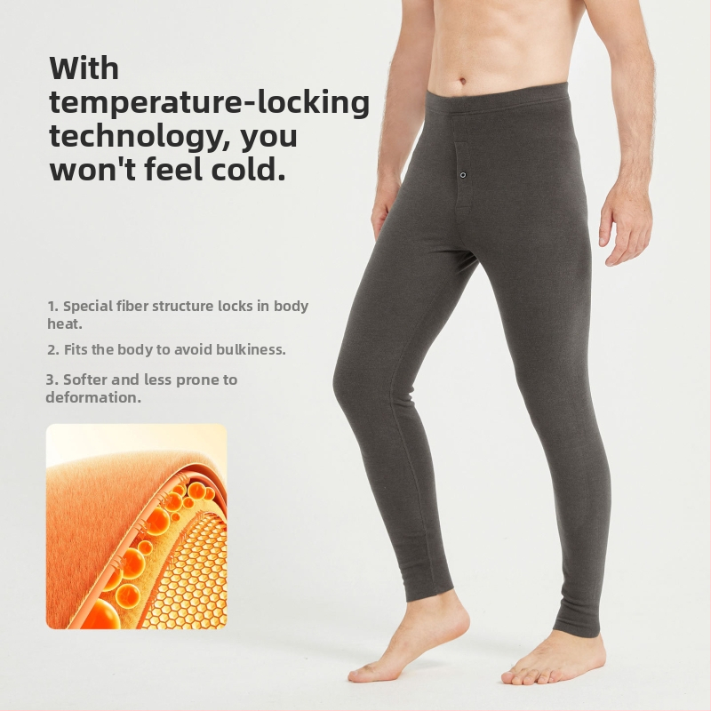 Pantaloni termici pentru bărbați, cu 30–50% fibre acrilice, țesătură groasă 251–300 g/m², lungi, uni