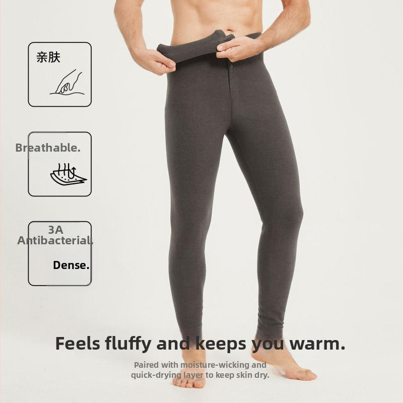 Pantaloni termici pentru bărbați, cu 30–50% fibre acrilice, țesătură groasă 251–300 g/m², lungi, uni