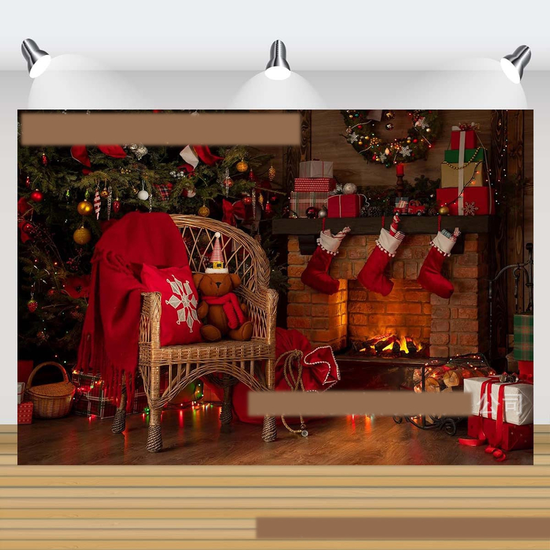 Vislabāk pārdotais pārrobežu fotografēšanas fons ar Ziemassvētku kamīnu mājas interjera dekoram, skatuves fotografēšanai un dekoratīvam auduma pakarināšanai
