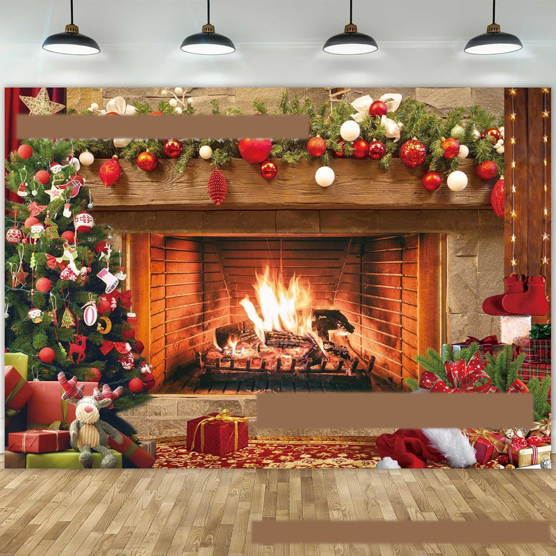 Vislabāk pārdotais pārrobežu fotografēšanas fons ar Ziemassvētku kamīnu mājas interjera dekoram, skatuves fotografēšanai un dekoratīvam auduma pakarināšanai