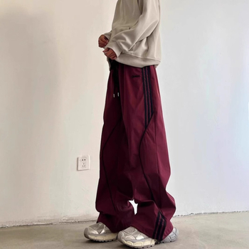 Munkaruha casual nadrág (csíkos minta; akril anyag; középmagas derék; kötőzárral záródó)