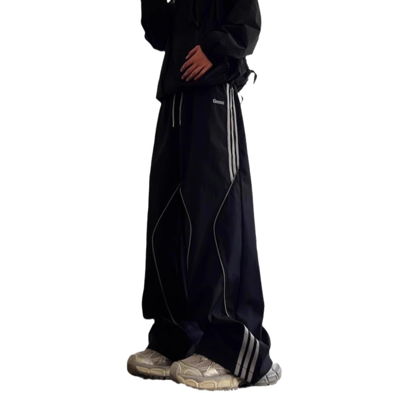 Munkaruha casual nadrág (csíkos minta; akril anyag; középmagas derék; kötőzárral záródó)