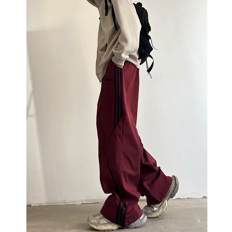 Munkaruha casual nadrág (csíkos minta; akril anyag; középmagas derék; kötőzárral záródó)