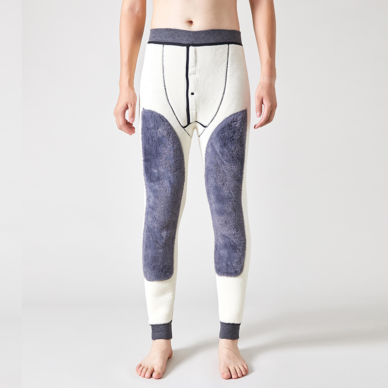 Ανδρικά παντελόνια από μαλλί αρνιού με ψηλή μέση, φλις επένδυση, θερμικά, προστασία γονάτων και μέσης