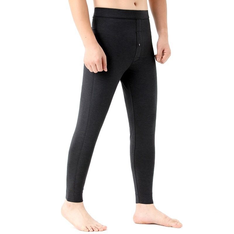 Ανδρικά παντελόνια βάσης από κασμίρι, χοντρά, υψηλή μέση, θερμικά πλεκτά