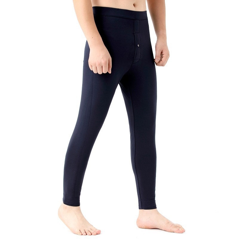 Ανδρικά παντελόνια βάσης από κασμίρι, χοντρά, υψηλή μέση, θερμικά πλεκτά