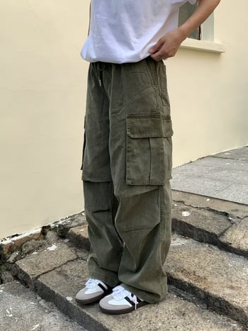 Casual radne hlače od 100% pamuka, srednji pojas, veza na vezanje šnuralom, ravni kroj, duge hlače