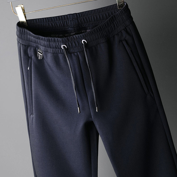 Мъжки спортни панталони от памук със джобове с цип, еластична средно‑висока талия, прав крак, 95,1% памук, 4,9% спандекс, есен 2025