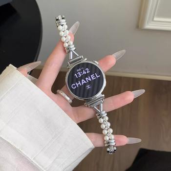 Βραχιόλι από κράμα με μαργαριταρένιες λεπτομέρειες, συμβατό με Xiaomi 89 Series και Apple Watch, λογοτεχνικό ρετρό στυλ, Άνοιξη 2025