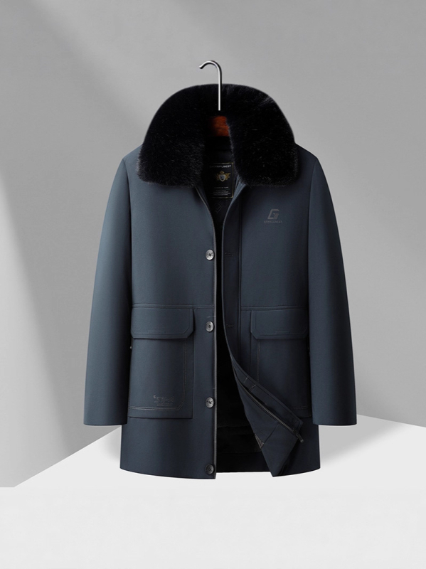 Žieminė lauko striukė vidutinio amžiaus vyrams su nuimamais įdėklais, storinta izoliacija, vidutinio ilgio, ilgos rankovės, priekyje užtrauktukas