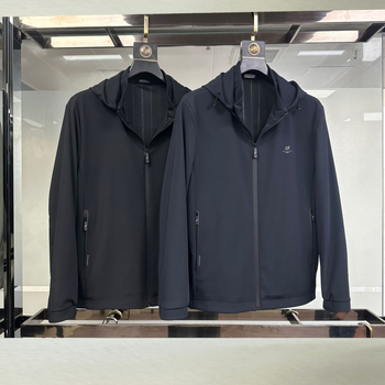 Vyrų rudens gobtuvė striukė verslo kasual stiliui, audinys nailonas/Milk Silk, kišenės su užtrauktukais, priekinis užtrauktukas