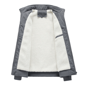 Corduroy jakna s fleece podstavom, izolirana, zatvara se zipom, za muškarce srednje dobi i starije, zima