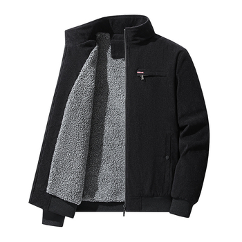 Corduroy jakna s fleece podstavom, izolirana, zatvara se zipom, za muškarce srednje dobi i starije, zima
