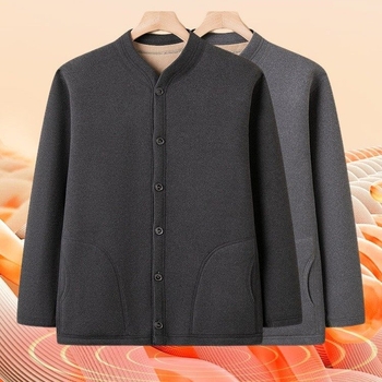 Išorinis kardiganas su apvaliu kaklu, ilgomis rankovėmis, laisvo kirpimo, vidutinio storio, poliesteris