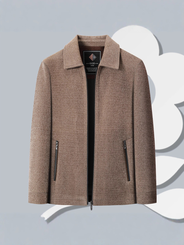 Muška vunena zimska jakna s reverom, zatvaračem, debela, poslovno casual stil