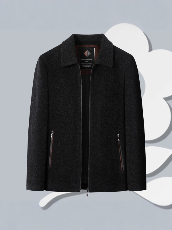 Muška vunena zimska jakna s reverom, zatvaračem, debela, poslovno casual stil