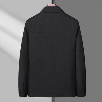 Jachetă pentru bărbați de vârstă mijlocie, guler rever, fermoar frontal, lungime normală, mâneci lungi (poliester respirabil; fermoar frontal; guler rever; lungime normală; mâneci lungi)