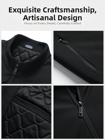 Vyrinė žieminė striukė su aukštu apykakle, flisinė įdaila, poliesteris, kišenės su užtrauktukais, vienos eilės užsegimas