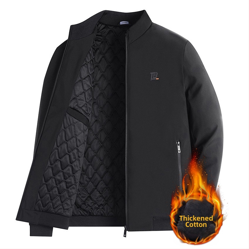 Vyrinė žieminė striukė su aukštu apykakle, flisinė įdaila, poliesteris, kišenės su užtrauktukais, vienos eilės užsegimas