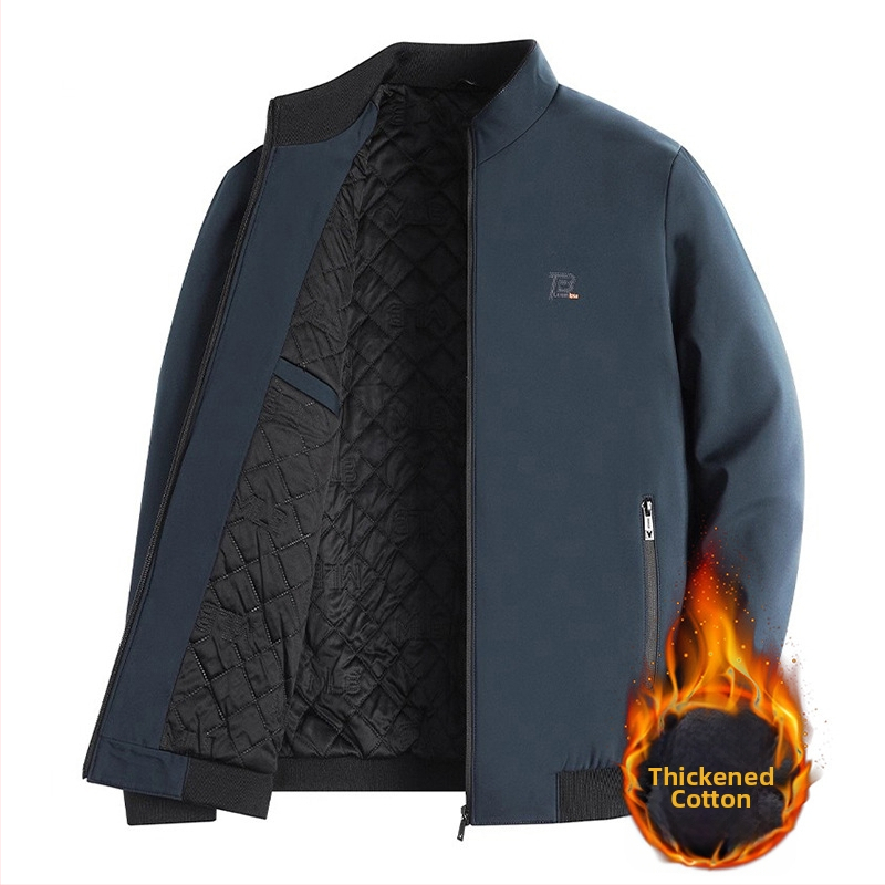 Vyrinė žieminė striukė su aukštu apykakle, flisinė įdaila, poliesteris, kišenės su užtrauktukais, vienos eilės užsegimas