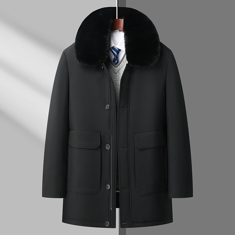 Vidutinio ilgio žieminė striukė iš poliesterio su fliso pamušalu, Storesnis šiltumas, užtrauktukas, apykaklė su reversu, šoninės kišenės, laisvas kirpimas