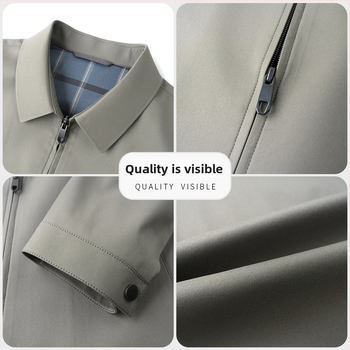 Muška windproof jakna s reverom, prednji zatvarač, srednja duljina, za proljeće i jesen
