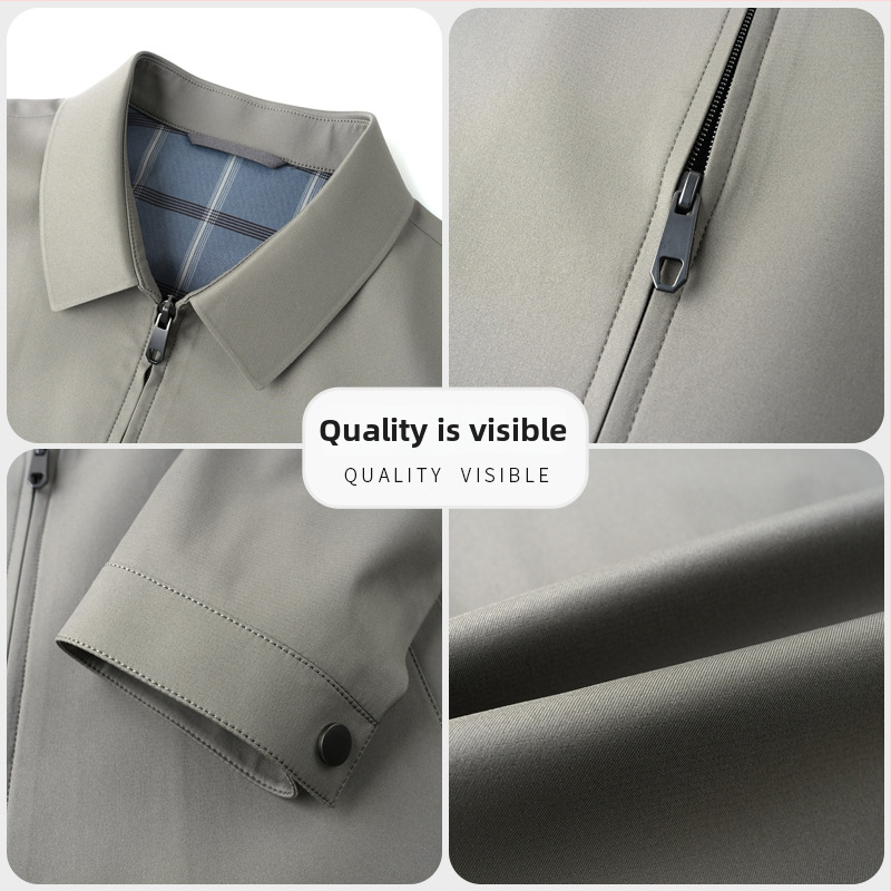 Muška windproof jakna s reverom, prednji zatvarač, srednja duljina, za proljeće i jesen