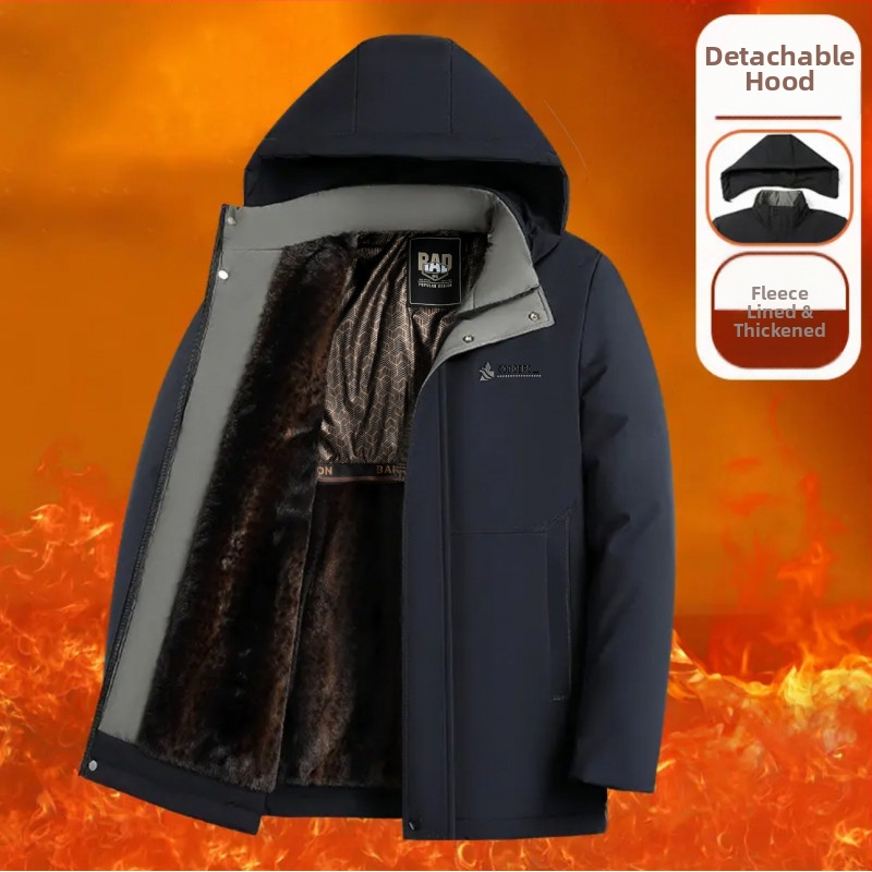 Žiemos vyriška striukė su gobtuvu, storesnis audinys, priekinis užtrauktukas