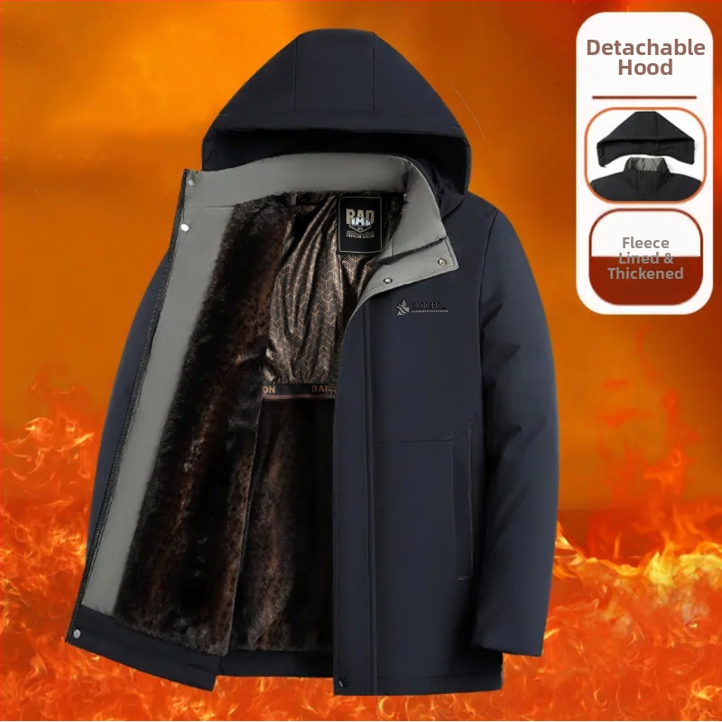 Žiemos vyriška striukė su gobtuvu, storesnis audinys, priekinis užtrauktukas