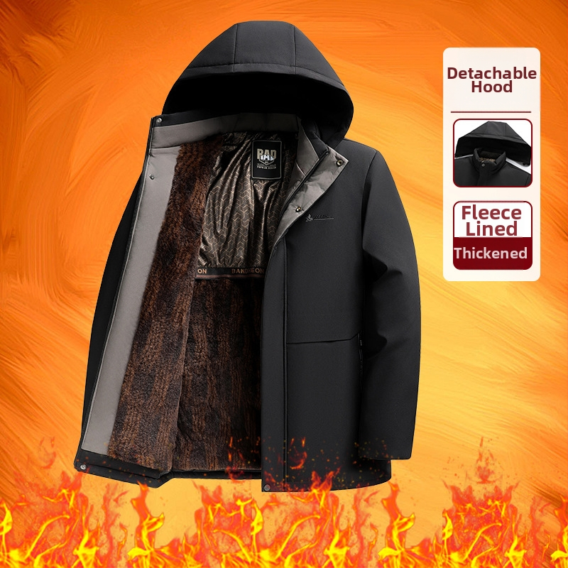 Žiemos vyriška striukė su gobtuvu, storesnis audinys, priekinis užtrauktukas