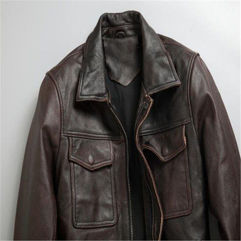 Винтидж PU кожено яке за мъже, лацкан яка, двойно закопчаване, свободен силует, за всички сезони