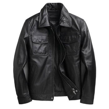Винтидж PU кожено яке за мъже, лацкан яка, двойно закопчаване, свободен силует, за всички сезони