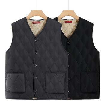 Žieminė išorinė liemenė vyrams su V kaklu, užsegimas vienu sagos, trimatės kišenės, lino mišinio audinys