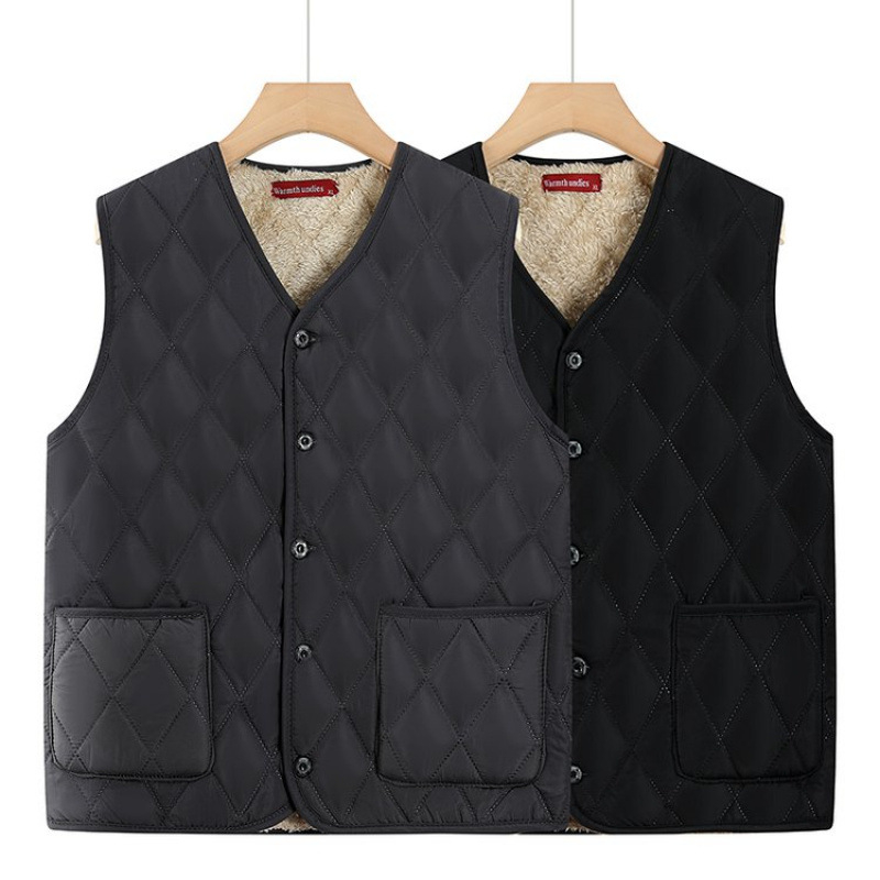 Žieminė išorinė liemenė vyrams su V kaklu, užsegimas vienu sagos, trimatės kišenės, lino mišinio audinys