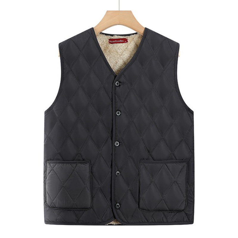 Žieminė išorinė liemenė vyrams su V kaklu, užsegimas vienu sagos, trimatės kišenės, lino mišinio audinys