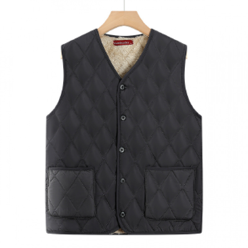 Žieminė išorinė liemenė vyrams su V kaklu, užsegimas vienu sagos, trimatės kišenės, lino mišinio audinys