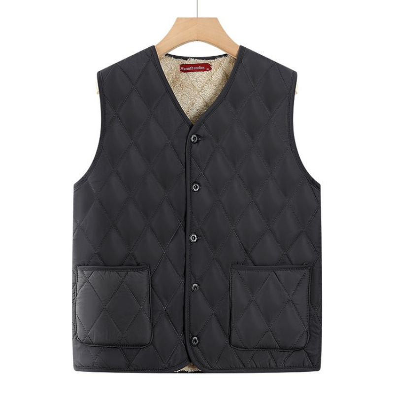 Žieminė išorinė liemenė vyrams su V kaklu, užsegimas vienu sagos, trimatės kišenės, lino mišinio audinys