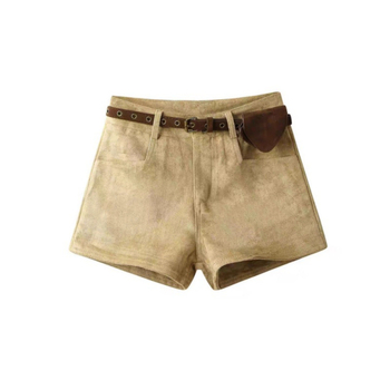 Șorturi pentru femei cu talie înaltă, stil bot, microelastic, țesătură lână-poliester, lungime trei sferturi, iarnă 2025, Xmhp