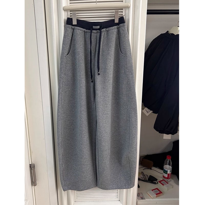 Ženske široke casual hlače s fleece podstavom, visoki struk, poliester 70–80%, jesen 2025