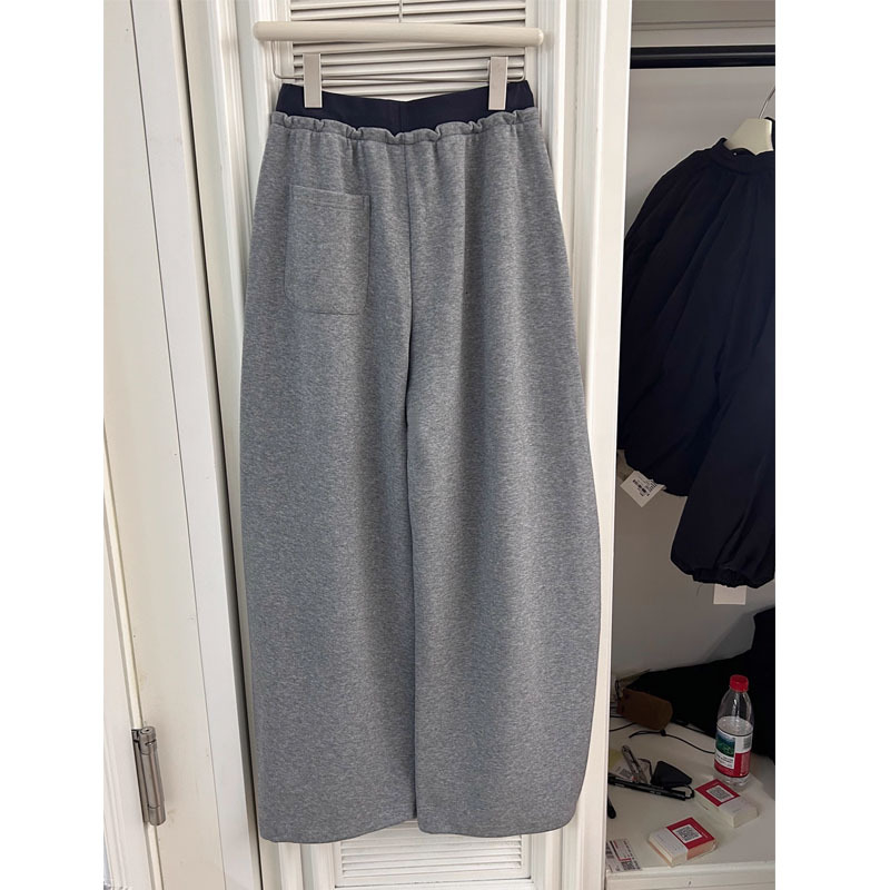 Ženske široke casual hlače s fleece podstavom, visoki struk, poliester 70–80%, jesen 2025