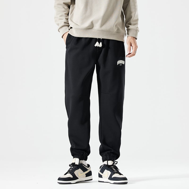 Мъжки спортни джогър панталони, tapered кройка, с връзка в талията, памук-полиестер смес, есен 2025